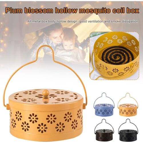 Metal Mosquito Repellent Box Cover Mosquito Coil Holder Round Coil Holder Incense Plate Safety Windproof Repellent Incense Rack