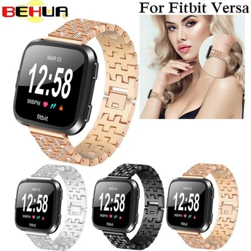 Metal Watch Strap For Fitbit Versa Smartwatch band Bracelet For Fitbit Versa Replacement Wristband with Rhinestone Accessories