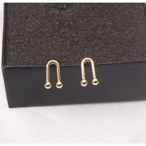 Mini U Shape Stud Earrings for Women Small Simple Smooth Metal Gold Color Geometric Earring Party Jewelry ZA Brincos oorbellen