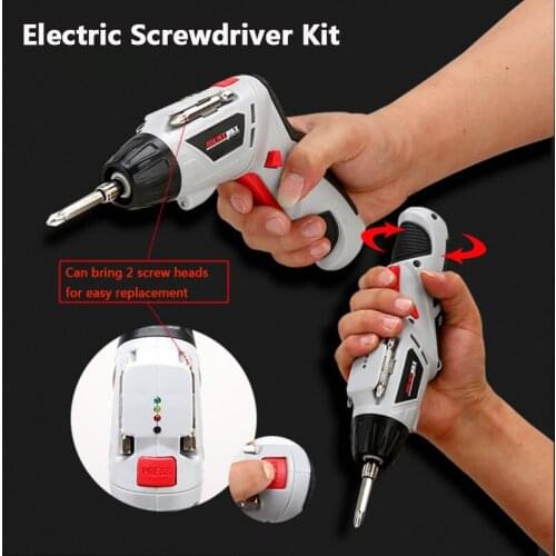 Electric Screwdriver Set 4.8V Cordless Electric Drill Screwdriver Kit USB Rechargeable Portable Repair Tools with 12 Bit Drill