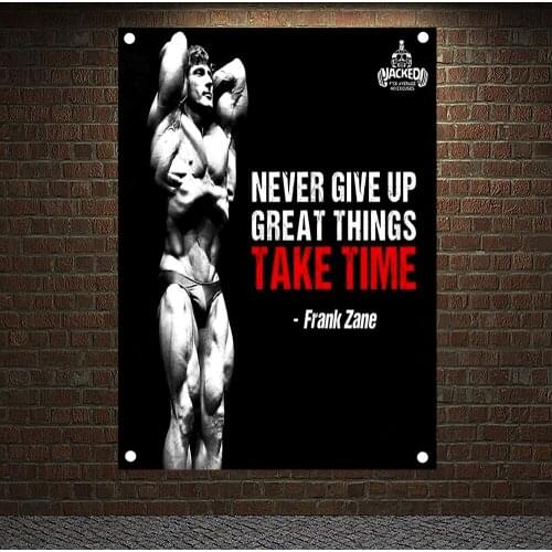 NEVER GIVE UP GREAT THINGS TAKE TIME Motivational Workout Posters Wall Chart Exercise Bodybuilding Banners Flags Gym Decoration