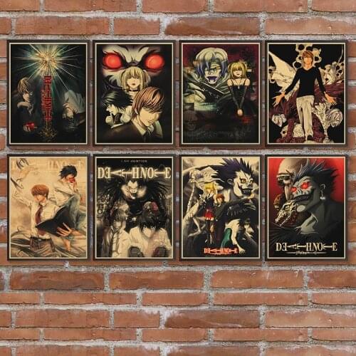 Japanese Anime Poster Death Note Figure Retro Poster Kraft Paper Painting for Home Decor Bar Living Room Wall Stickers