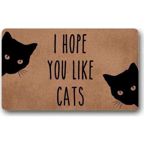 I Hope You Like Cats Funny Welcome Custom Doormat Outdoor Indoor Decor Mat Cat Lover for Living Room Bathroom Entrance Mats