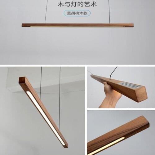 Nordic Style Modern Simple Led Long Strip Pendant Lights Restaurant Bar Office Hanglamp Dining Room Solid Wood Led Pendant Lamps