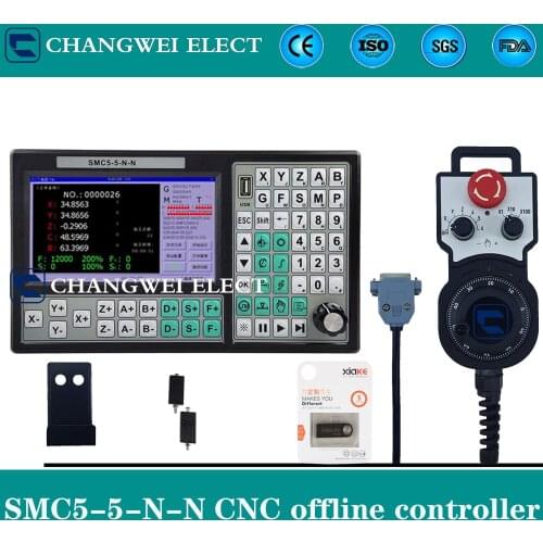 CNC offline controller SMC5-5-N-N 5 axis set 500KHz motion control system +6 axis emergency stop hand wheel