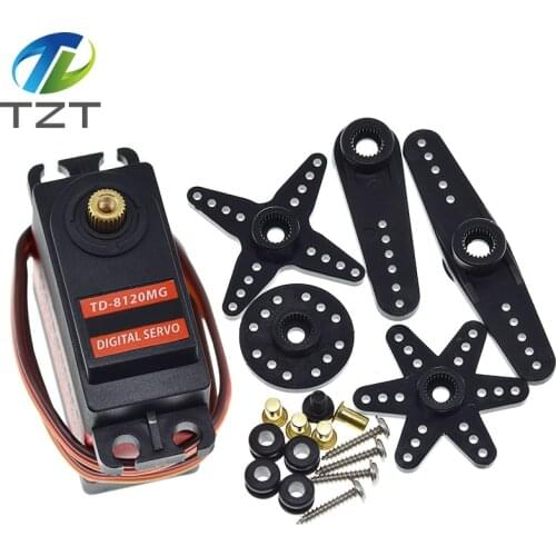 TZT TD-8120MG Waterproof Metal Gear Digital Servo with 20kg High Torque 180Angle for RC Remote Control Car Model Vehicle