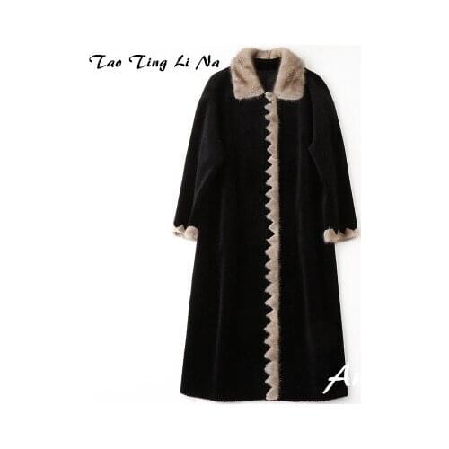 Top brand New Fashion 2020 Long Mink Fur Collar Sheep Shearling Coat H5 high quality