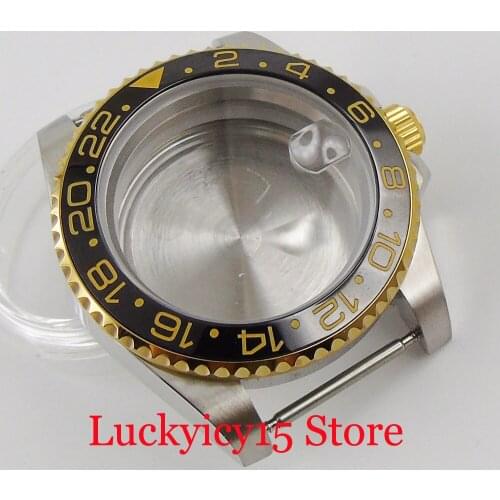 Hight Quality 40mm Watch Case fit NH35 NH35A Movement Ceramic Bezel insert Solid Backcover