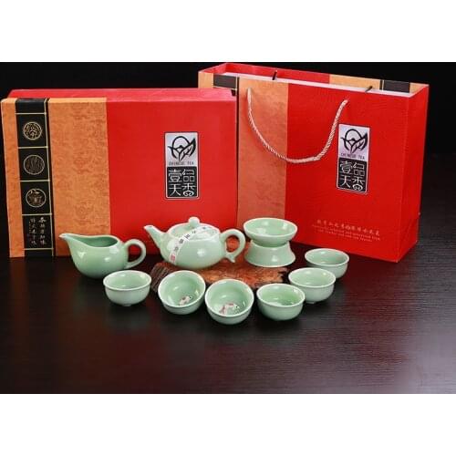High-quality Celadon Kung Fu tea set Teapot Cup Gift Set Retro Home Decoration