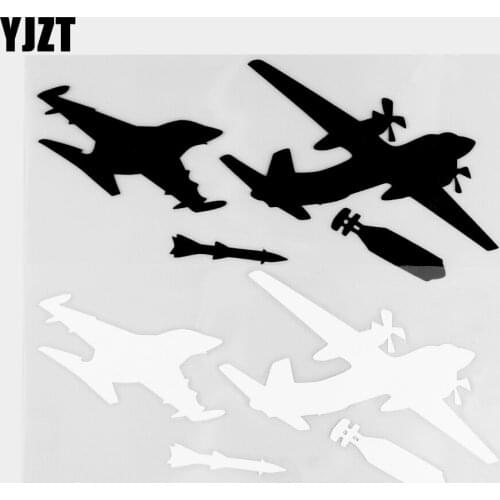 YJZT 8.7×16.4CM Personality Car Sticker Fighter Nuclear Launch Vehicle Exterior Decorative Vinyl Decal Black / Silver 20C-0373