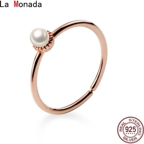 La Monada Synthetic Pearl Finger Rings For Women 925 Silver Jewelry For Women Rings Adjustable Silver Ring 925 Women Korean