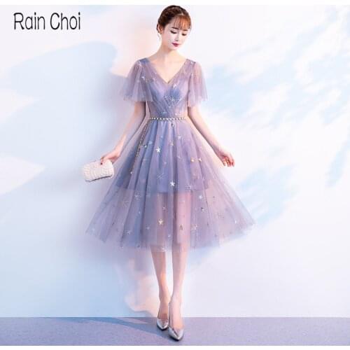 Tea Length Evening Dress 2021 Elegant Party Gown Formal Prom Dress Vestido de Noche