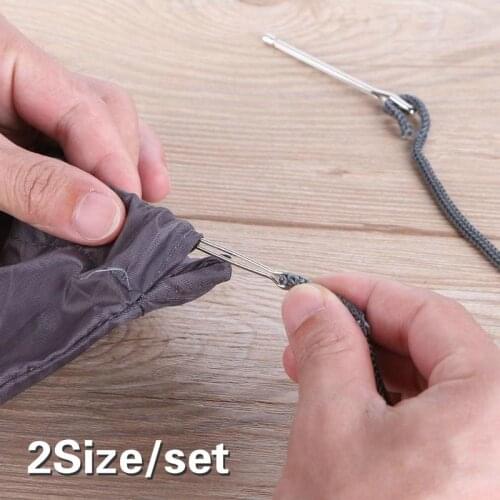 1 Set 2 Size Stainless Steel Silver Cited Clips Elastic Belt Wearing Rope Weaving Tool Bag Wrap Rope Wearing Sewing Accessories