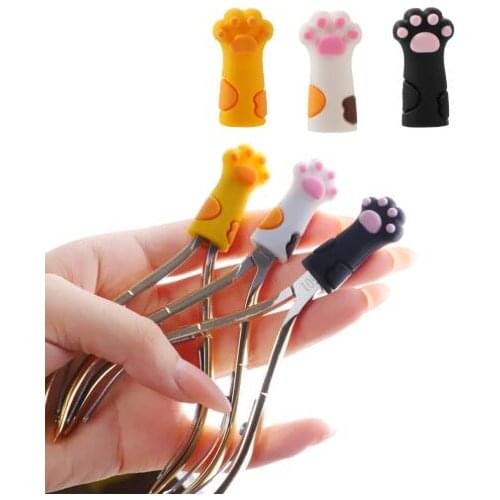 1PC Cartoon Cat Foot Nipper Cover Cuticle Scissors Protective Sleeve for Nails Manicure Pedicure Tools Dead Skin Tweezers Cap