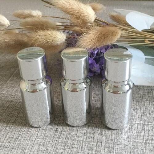 10ml essential oil glass bottle silver plated makeup storage travel container refillable cosmetics bottles packaging wholesale