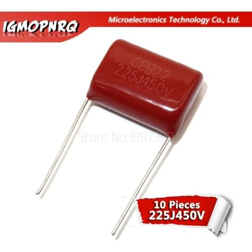 10pcs 450V 2.2uF 10pcs CBB Polypropylene film capacitor pitch 20mm 225 2.2uF 450V 450V225J-P20