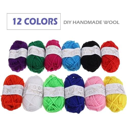 12Pcs/set Hand Knitting DIY Thread Multi Colours Yarn Wool Lot Knitting Crochet Handmade Needlework Granny Squares Craft