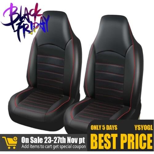 2PCS PU Leather High Back Bucket Car Seat Cover Front Car Seat Covers Car Styling Auto Interior Car Seat Protector Universal
