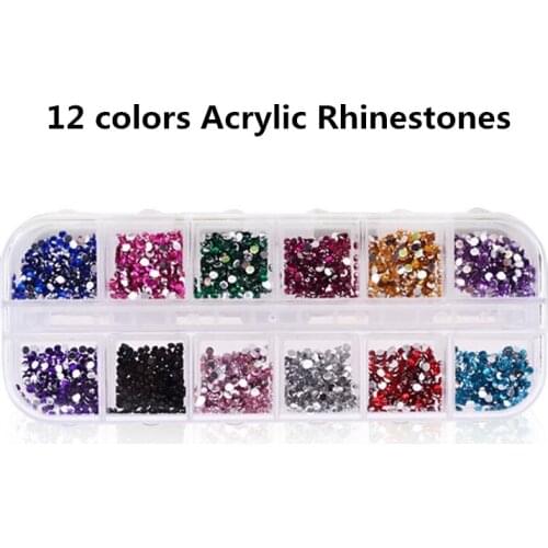 2500pcs 2mm Rhinestones 3D Nails Accessoires Acrylic Round Colorful Glitters DIY Crystal Nail Art Decorations