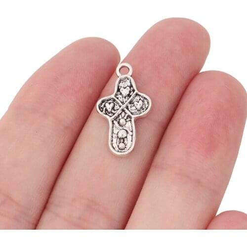 30 x Tibetan Silver Religion Cross Charms Beads for Bracelet Necklace Jewelry Making Findings 21x15mm