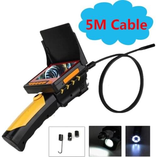 4.3'' TFT LCD DVR With 6pcs Adjustable IR LED Sewer Pipe Industrial Endoscope 5M 8.2MM Camera Viewing Angle 60 Degree