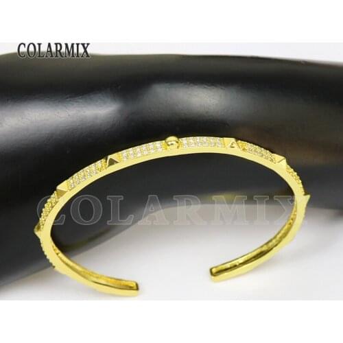 4Pcs Zircon Bangle Zircon Fashion jewelry Open metal Gold color Bracelet Gold color bangle Women jewelry Women bangle 8449