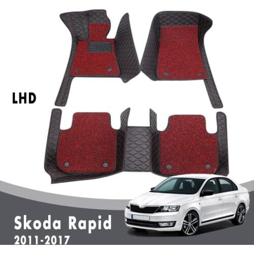 Car Floor Mats Carpets For Skoda Rapid 2019 2018 2017 2016 2015 2014 2013 Double Layer Wire Loop Auto Interior Accessories Rugs