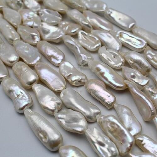Loose beads white freshwater pearl biwa 10-15mm 14" for DIY jewelry making FPPJ wholesale beads nature