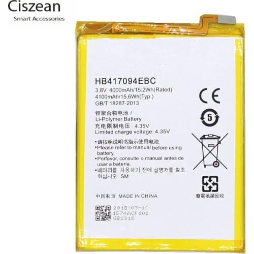 Ciszean 1x New 3.8V 4000mAh HB417094EBC Phone Replacement Battery for Huawei Ascend Mate 7 MT7 TL00 TL10 UL00 CL00 Batteries