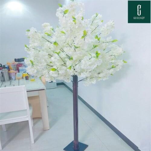 Home Garden Decor Artificial Flower Peach Blossom Tree White Simulation Cherry Fake Plant For Wedding T Station Shooting Props