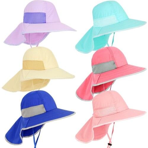 Kids Summer Hat Girls Boys Sun Hat With Neck Flap UV Protection Safari Hat Baby Child Summer Travel Cap 2-12 Years Old