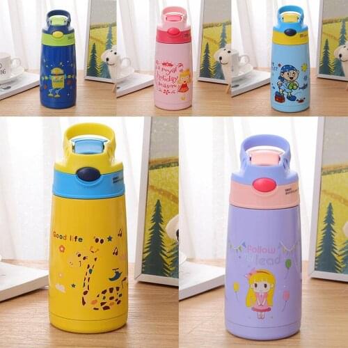 Kids Spill-Proof Sippy Cup Vacuum Tumbler with Straw School Stainless Steel Vacuum Flasks Leakproof Protective Spout Cover