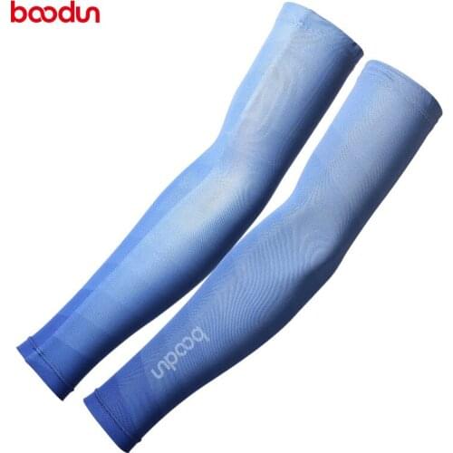 Boodun Ice Fabric Breathable UV Protection Running Arm Sleeves Fitness Basketball Elbow Pad Sport Cycling Outdoor Arm Warmers
