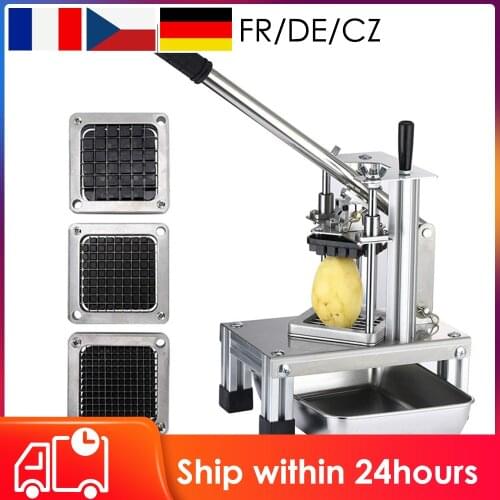 Commercial Potato Chipper Vegetable Fruit Slicer With 3 Stainless Steel Blades-1/4" 1/2" 3/8" French Fry Cutter