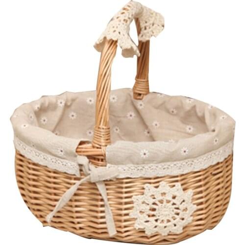 Storage Basket Food Basket Rattan Wicker Egg Basket Portable Gift Picnic Fruit Small Woven Bamboo Folwer Basket LBS