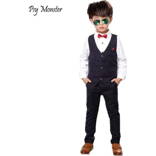 Performance Suits for Weddings Boys Vest +Pants 2pcs Tuxedo Kids Dress Shirt Boys Formal Suit Gentleman Party Clothing Sets C3