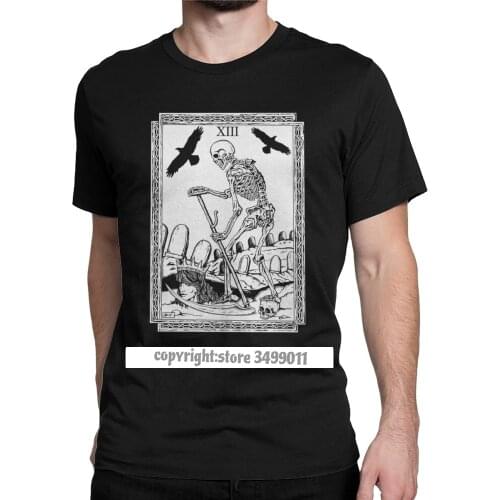 Tarot Card Death Men T Shirts Deck Future Spells Zug Sorcery Medieval Awesome Tee Fitness Tshirts Cotton Clothes