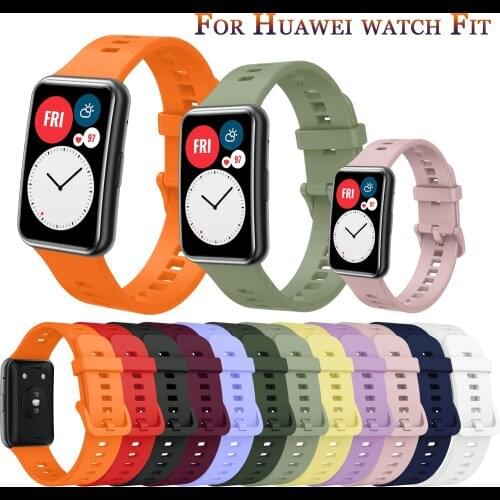 Soft Silicone Watch Strap For Huawei Watch Fit original SmartWatch Band Accessories For Huawei fit WristBand Bracelet with tool