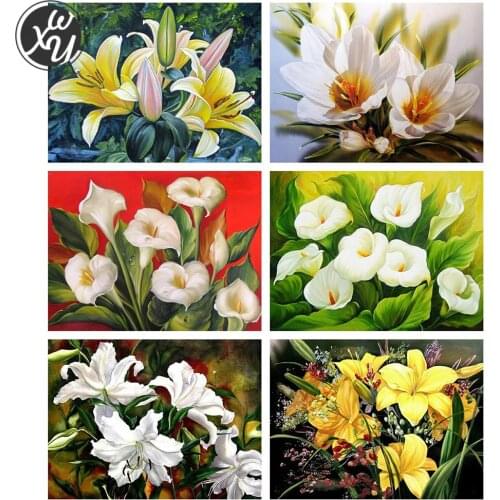 Lily Flower Diamond Painting Kits for Adults Diamond Mosaic Full Drill Cross Stitch Kit Diamond Embroidery Stitch for Home Decor