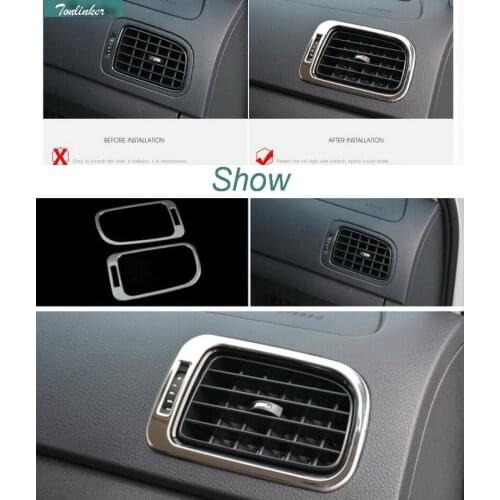 Tonlinker Interior Dashboard Beside Outlet Cover Case Stickers for Volkswagen VW Polo 2011-16 Car Styling 2 PCS Cover sticker