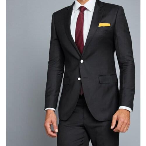 Custom Latest Design Fashion Formal Black Men Suits Slim Fit Groom Tuxedo For Wedding Dress Office Party 2 Piece (Jacket+Pants)