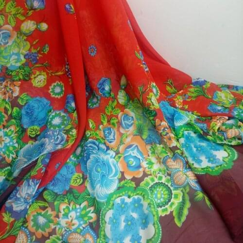 Chiffon dress fabric dress 75D flower printed dress material soft breathable scarf blouse DIY craft fabric