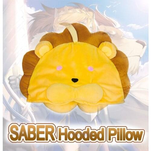 Anime Saber Lion Hooded U Shaped Pillow Cute Kids Travel Buddy and Comfort Pillow Lightweight Traveling Neck Rest Pillow