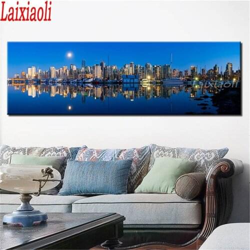 Full Square/Round Drill Landscape Decorative 5D Diamond Painting mosaic Large Modern blue City Scenery Hotel Bedroom Home Decor