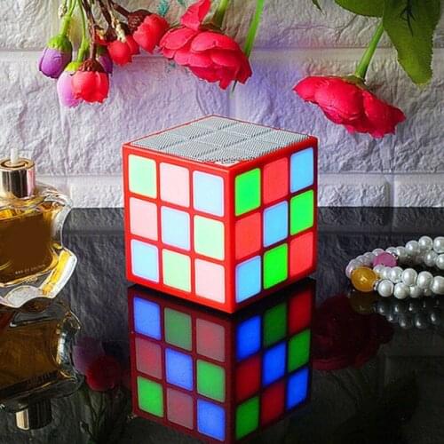Portable Mini Bluetooth cube Speaker Mini Magic Cube Colorful Wireless Bluetooth Speaker LED Flash Light with TF Card