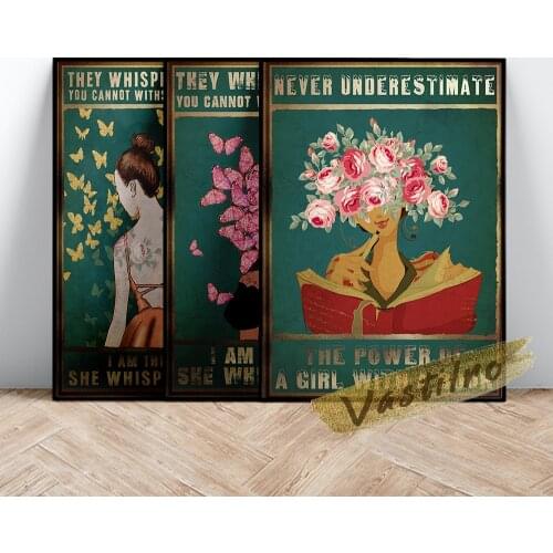 Dance Girl Retro Poster, Read Book Woman Art Prints Wall Stickers, Insect Rose Canvas Painting, Modern Living Room Home Decor