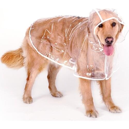 Transparent Big Dog Raincoat Puppy Poncho Waterproof Coat Jacket Cloths Costumes for Extra Large Dog Labrador Border Collie