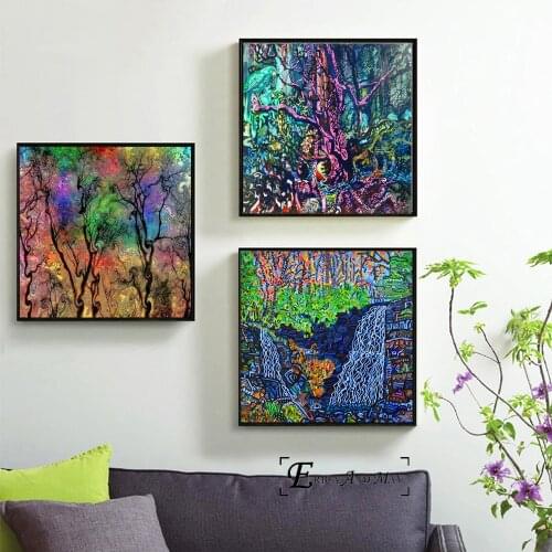 Psychedelic Forest Abstract LSD ACID Canvas Prints Modern Painting Posters Wall Art Pictures For Living Room Decoration No Frame
