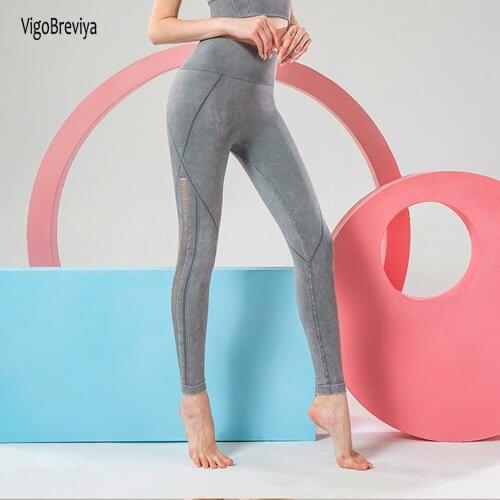 VigoBreviya Sexy Mesh Hollowed Sport Leggings Women Gym Tights Leggins Fitness Running Push Up High Waist Workout Yoga Pants