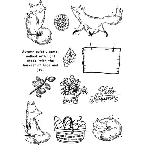 Cute Autumn Fox Clear Stamps/Seal For DIY Scrapbooking Card Making Album Decorative Silicone Stamp Crafts